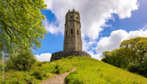 cabot tower viewed from below brandon hill bristol avon england uk a century old 105ft tower set in the gorgeous parkland of brandon hill near park street in the west end of bristol photo