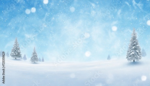 empty snowy winter christmas background with copy space © Slainie