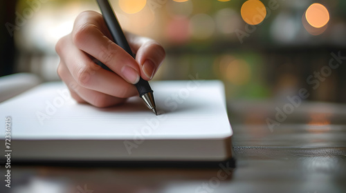 The Art of Writing: Close-Up of Hand Penning Thoughts in a Notebook