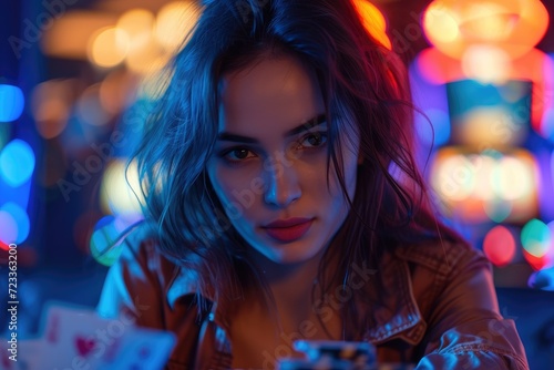 A young woman in casino