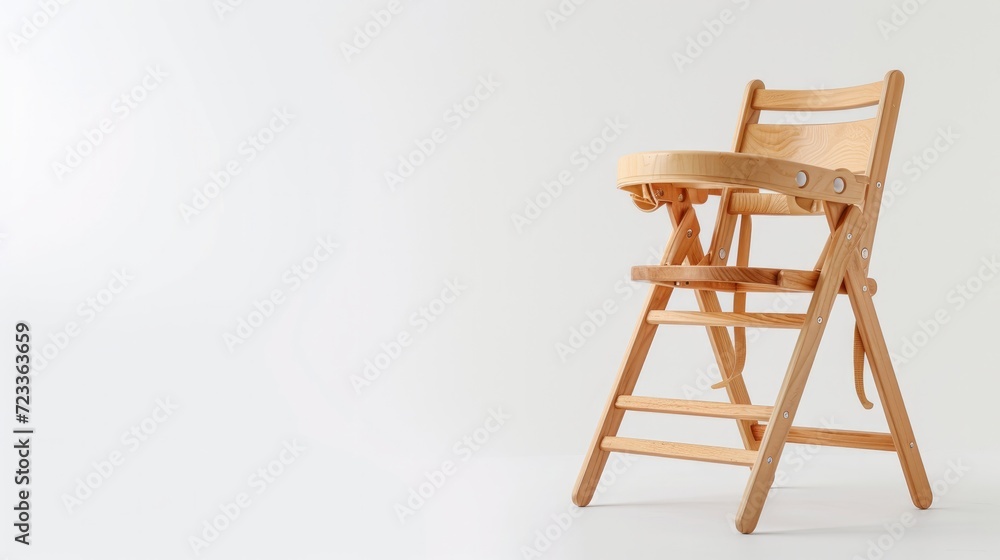 baby high chair side view studio shot in white background