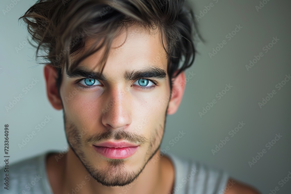 Portrait of cute 20 years old man with beautiful face and blue eyes Portrait of cute 20 years old man with beautiful face and blue eyes