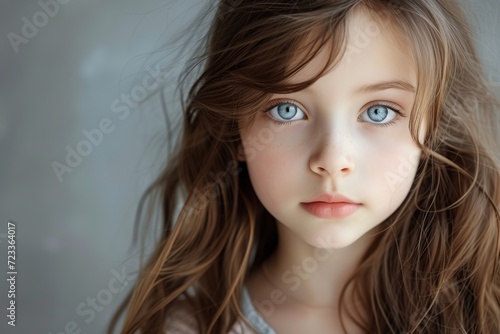 Portrait of 11 years old girl with beautiful face