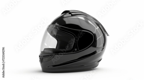 Black biker helmet isolated on white background
