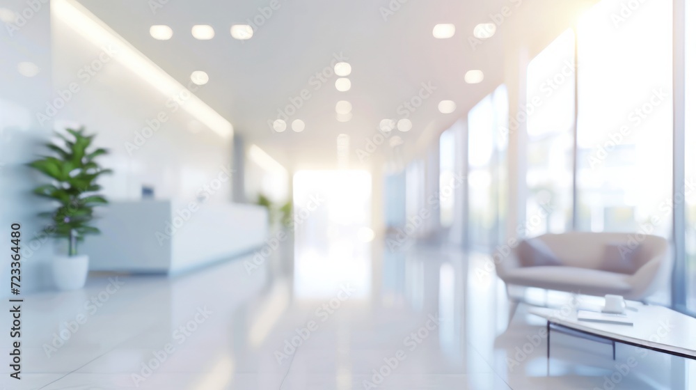 Blur focus of White open space office interior can be used as background Blur focus of White open space office interior can be used as background