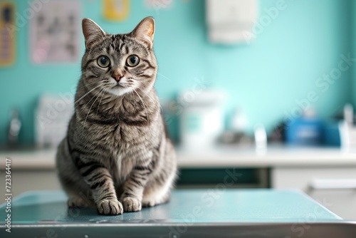 Beautiful cat on table in clinic