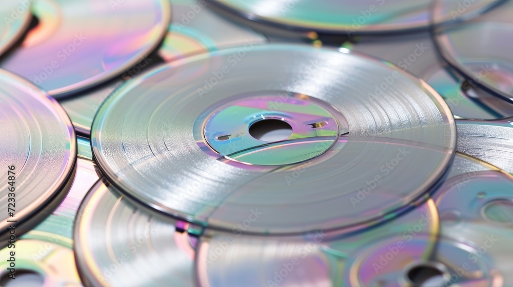 close up image of several cd and dvd isolated in white close up image of several cd and dvd isolated in white