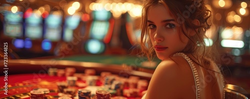 A young woman in casino