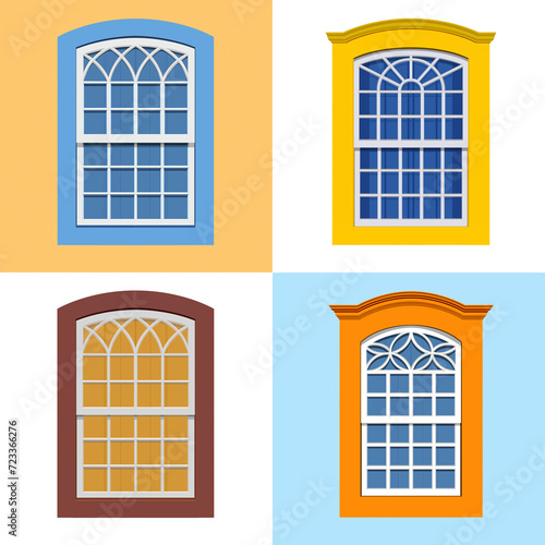 Quadro su tela Colored windows in Paraty, Brazil
