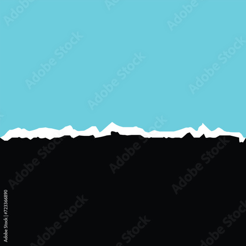 Black ripped note  Torn paper edges for background. Ripped paper texture isolated on light blue background. Vector illustration. EPS file 180.