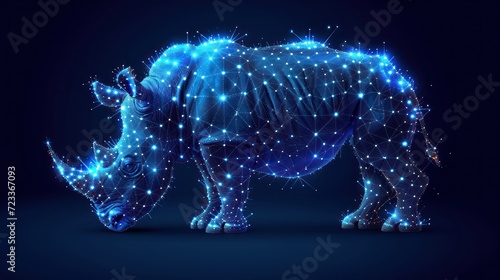  a rhinoceros standing in the middle of a dark background with stars all over it s body and the rhinoceros are all connected to the same part of the rhinoceros.