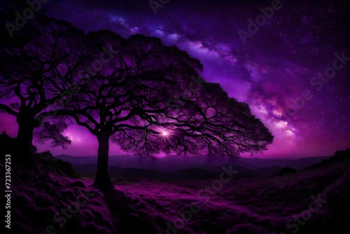  Immerse yourself in the enchanting world of the night with an HD image capturing the allure of a lustrous purple and pinkheart, symbolizing resilience and growth, silhouetted against the profound dar