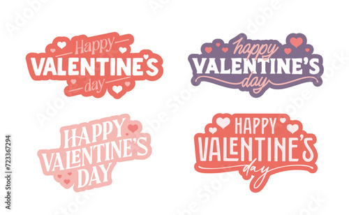 Happy Valentine s day sticker set. Vintage design love romance.