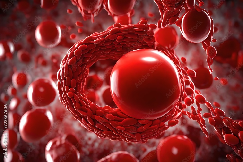 Foto de Blood cell red 3d background vein flow platelet wave cancer ...