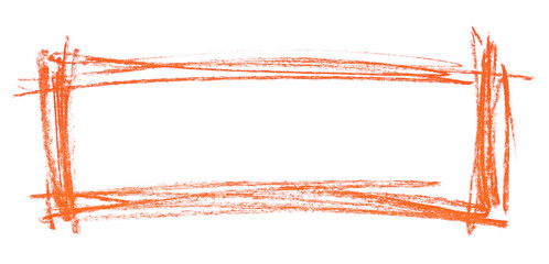 Orange square, frame orange chalk isolated on white
