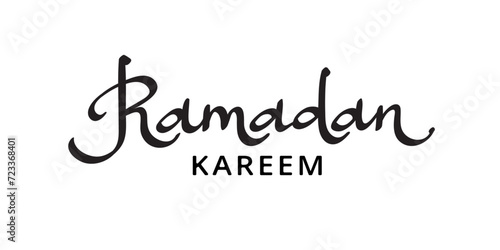 Ramadan kareem hand drawn ink calligraphy. Black ramadan word isolated on transparent background. Arabic style lettering. For muslim holidays banners, cards, social media posts. Vector.