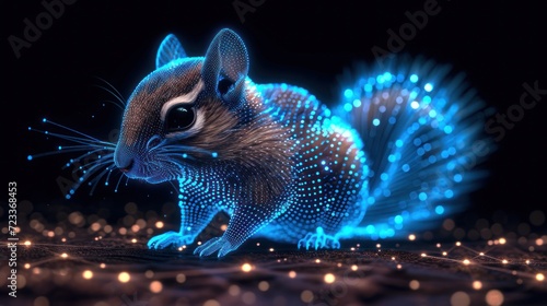  a computer generated image of a blue and black squirrel