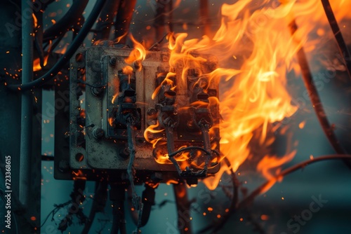 Close Up of a Burning Machine - Overloaded Switchboard and Circuit Breakers