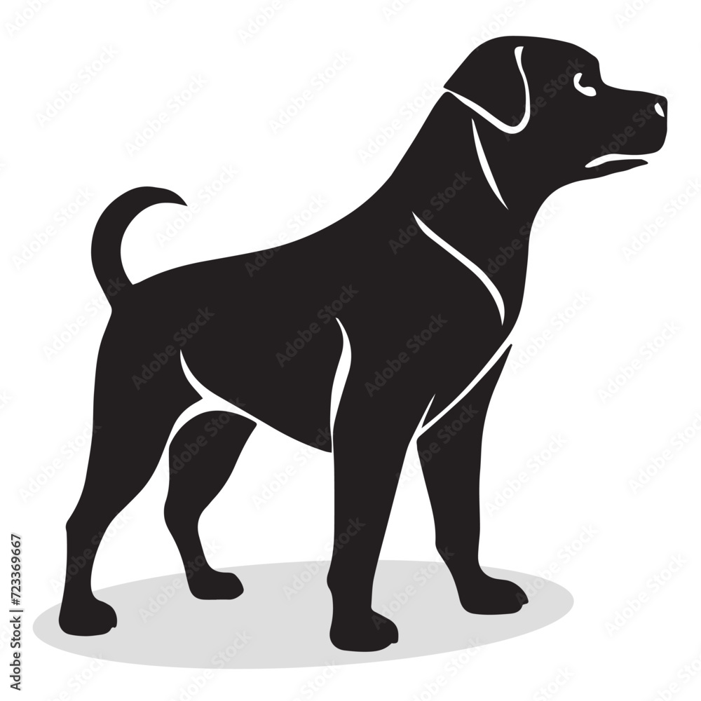 Pug silhouettes and icons. Black flat color simple elegant white background Pug animal vector and illustration.