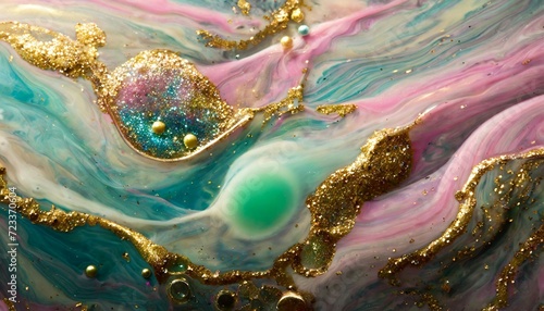textura abstrata líquido fluxo sabão rosa turquesa bolhas espuma glitter colorido photo