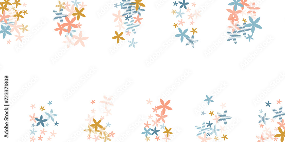 Snow-In-Summer rustic flowers vector illustration. Cute field floral shapes scattered. Hinamatsuri Girl's Day ornament. Elegant flowers Snow-In-Summer abstract blossom. Spring daisies.