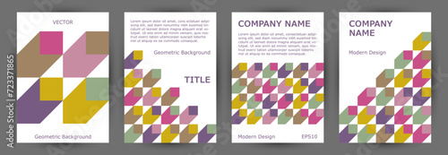 Business publication cover page mokup collection graphic design. Swiss style creative certificate