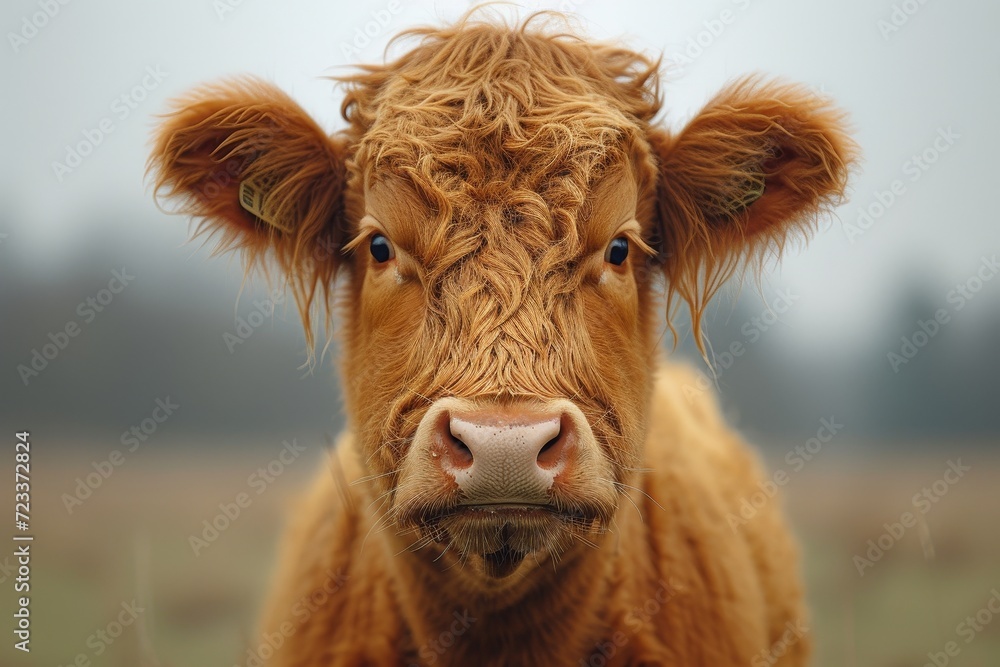 A majestic bovine stands proudly in a lush green field, its fawn coat glistening in the sunlight as it gazes curiously at the world around it A majestic bovine stands proudly in a lush green field, its fawn coat glistening in the sunlight as it gazes curiously at the world around it