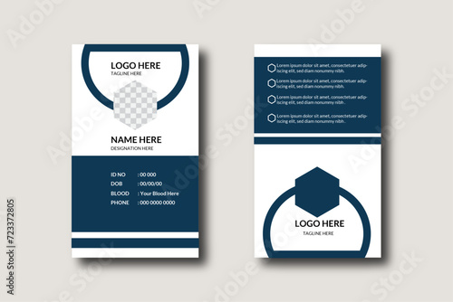 Modern Identity Card With Gradient dark Blue Navy Abstract Liquid,Professional Identity Card Template for Employee and Others.
