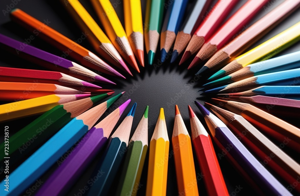 Fototapeta premium color pencils isolated on black background