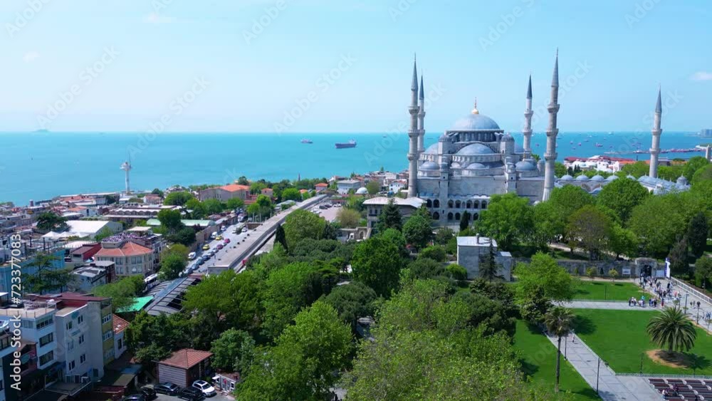 Blue Mosque Sultan Ahmet Camii aerial view in Sultanahmet in historic ...