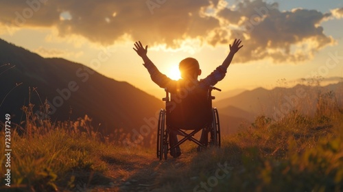 boy in a wheelchair in a meadow