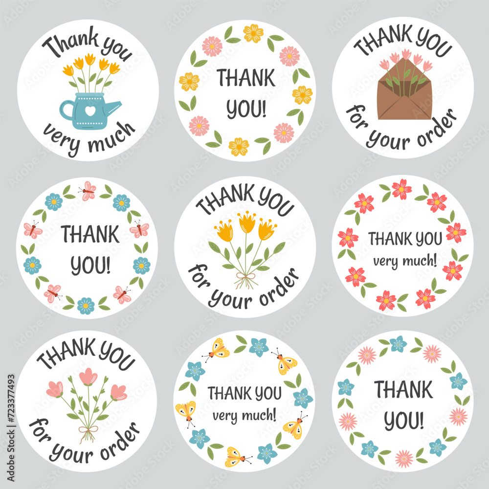 Thank you for your order, thank you round stickers, labels for ...