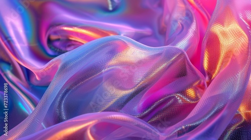 An intricately woven fabric explodes with vibrant shades of lilac, purple, and magenta, evoking a sense of whimsical colorfulness through abstract fractal art