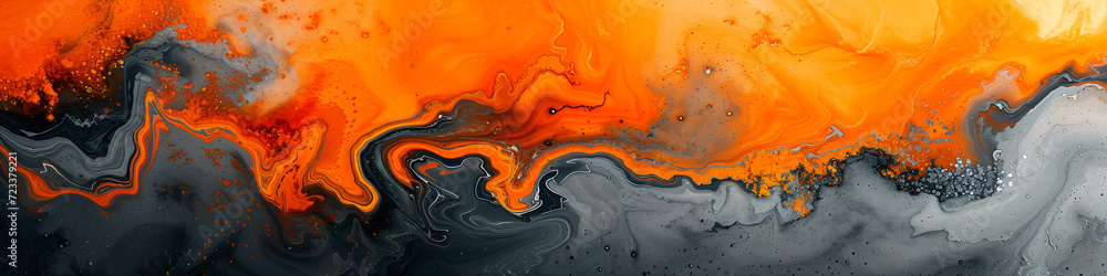 Vivid Orange and Grey Abstract Fluid Art Pattern. Dynamic and creative design for vibrant wall art, bold backgrounds, and modern graphic elements
