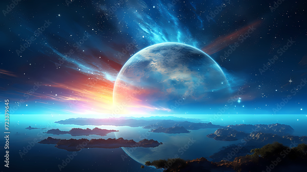 Earth in the cosmic sky, abstract space background of a planet in the universe Earth in the cosmic sky, abstract space background of a planet in the universe