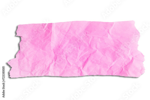Scrap of crumpled pink paper on empty background