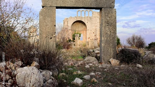 Okuzlu ruins from Hellenistic to Byzantine periods, showcasing archaeological wealth. Featuring polygonal stonework in oldest archaeological ruins Central archaeological highlight three-nave basilica photo