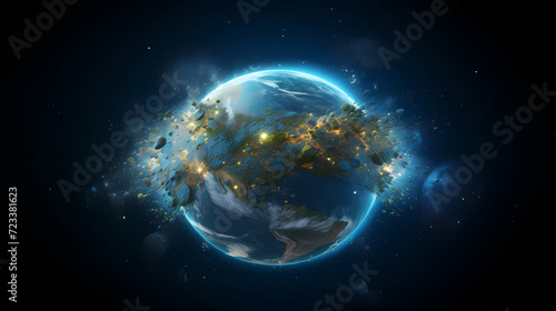 Earth in the cosmic sky, abstract space background of a planet in the universe