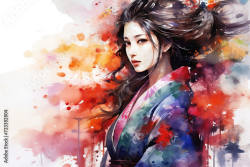 A Painting of a Woman in a Kimono