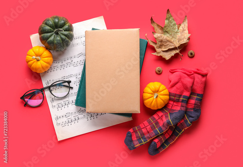 Composition with books, mus...
