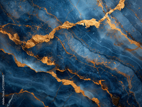 Blue Marble Texture with Gold Veins. Luxurious Background Design for Interior and Graphic Art
