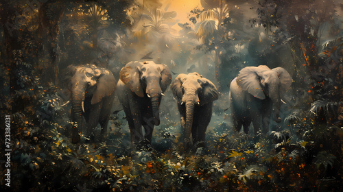 elephants in rainforest © Christian