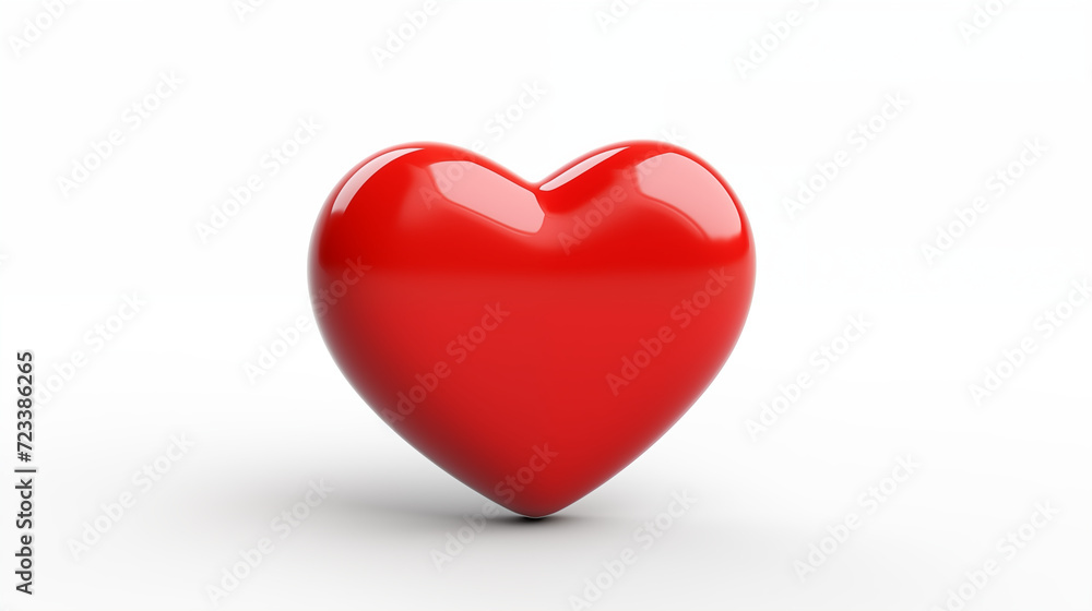 Red heart isolated on white background. 3d render. Love concept