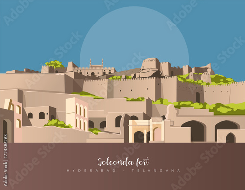 Golconda Fort - Hyderabad - Stock Illustration
