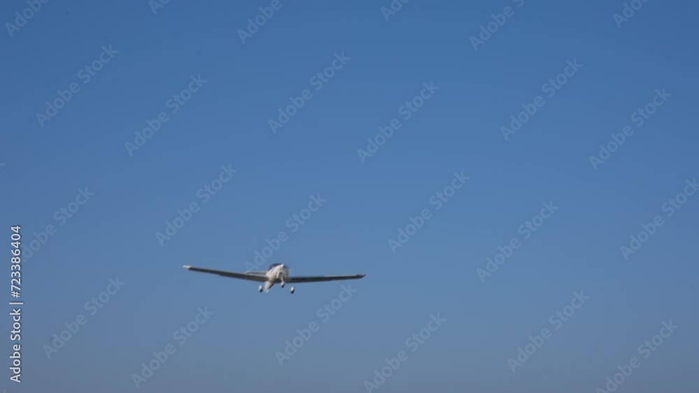 Take-off of a small plane from the airfield Take-off of a small plane from the airfield
