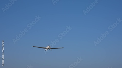 Take-off of a small plane from the airfield