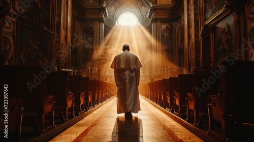 Foto pope or high priest entering a church