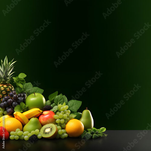 fruits on black background