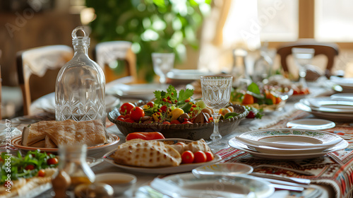Table set for middle east family dinner