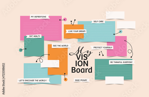 Vector photo collage template moodboard pictures grids vector illustration, vision board	